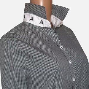 GORSUCH Gingham Green White Embroidered Long Sleeve Button Front Shirt Size 42